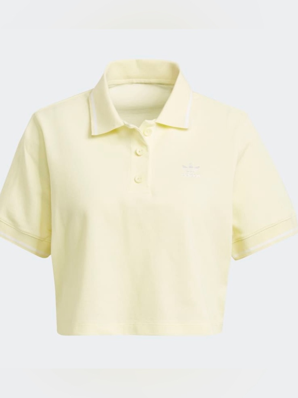 adidas Originals - "Tennis Luxe' logo cropped polo shirt in hazy yellow Size XS